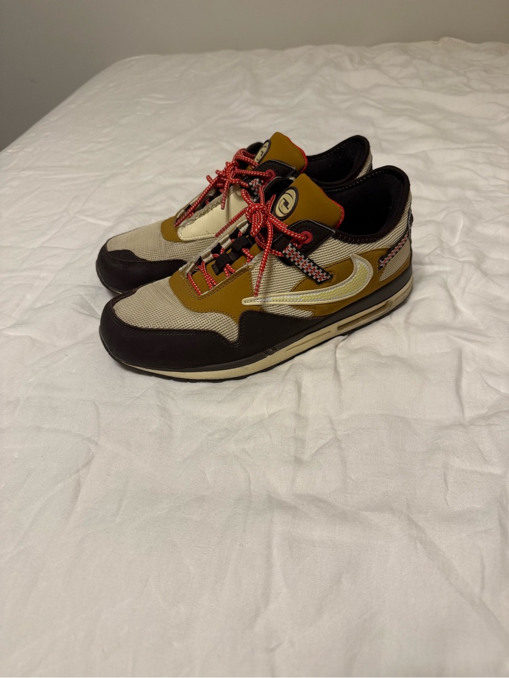 Nike Men's Travis Scott Sneakers - Mustard, Brown & Cream